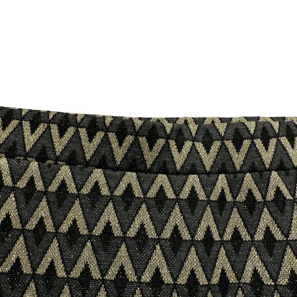 Sunny Leigh Pencil Skirt Large Gold Black Metallic V Print Stretch Pull On NWT - Picture 6 of 7
